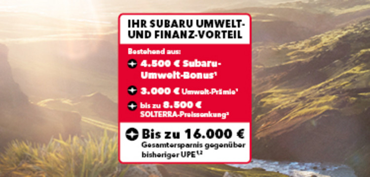 Subaru Umwelt- und Finanz-Vorteil.